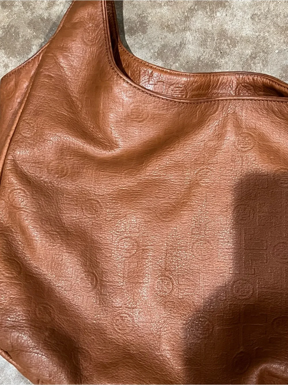 Tory Burch Embossed Brown Leather Hobo Satchel